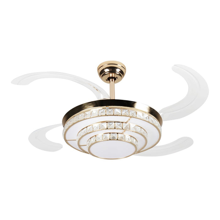 Windora Thalira 42" Spiral Crystal Chandelier DC Ceiling Fan w/ 3CCT LED Remote Control