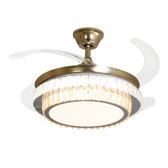 Windora Aurea 42" Gold Dual-Tone Crystal DC Ceiling Fan w/ 3CCT LED Remote Control