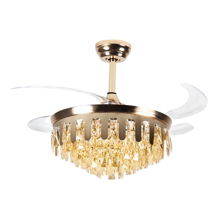 Windora Valen 42" Gold Crystal Chandelier Fan