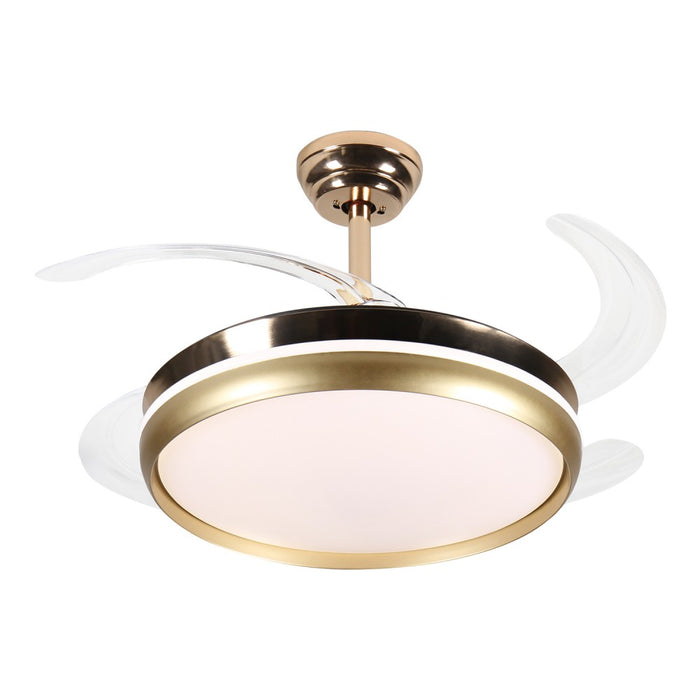 Windora Solene 42" Gold Retractable Blade DC Ceiling Fan w/ 3CCT LED Remote