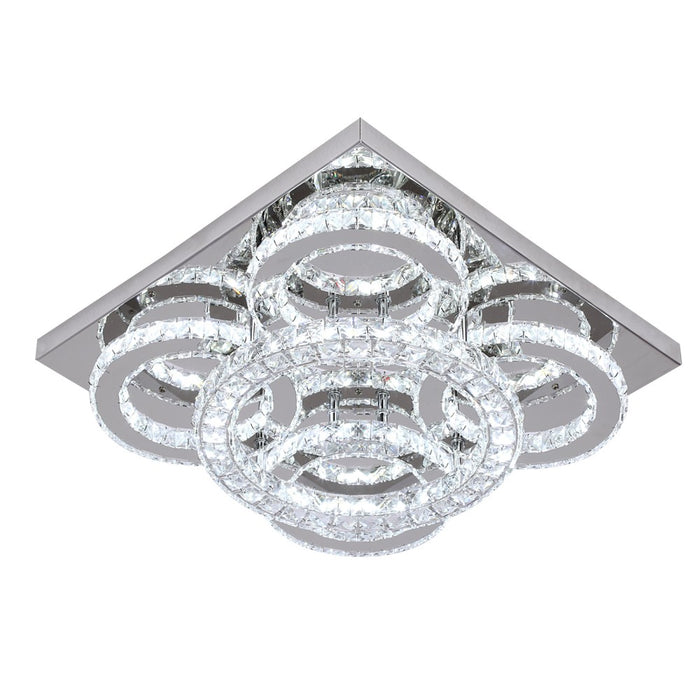 Aveline 51W Crystal Square Flush Mount 3CCT Dimmable Chandelier Light