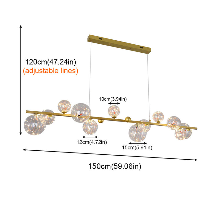 Lyra Linear 8/12 Orb Gold LED Pendant Light