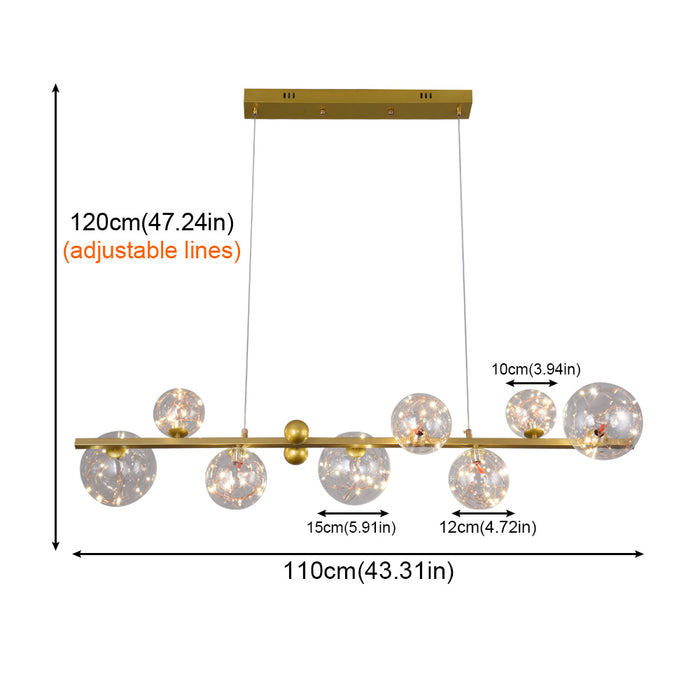 Lyra Linear 8/12 Orb Gold LED Pendant Light