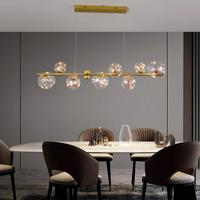 Lyra Linear 8/12 Orb Gold LED Pendant Light