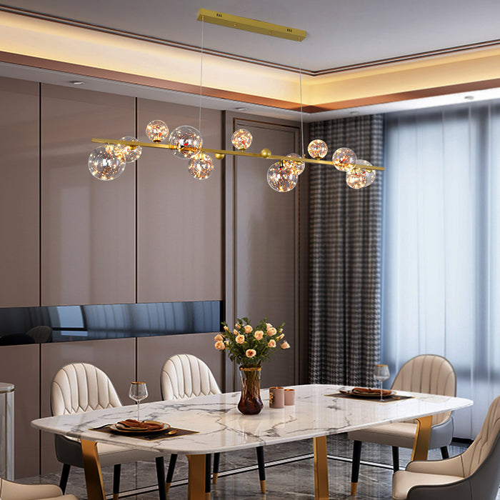 Lyra Linear 8/12 Orb Gold LED Pendant Light