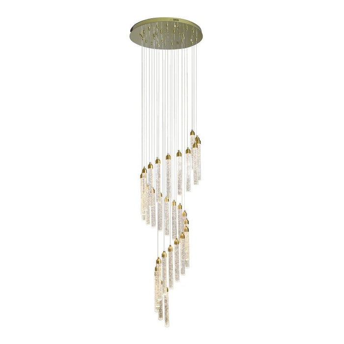 Kaia 30-Head Spiral Crystal Chandelier – Tri-Colour
