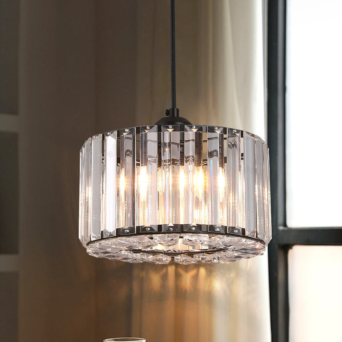 Aria Crystal Pendant Light – 3CCT E27 Ceiling Fixture Rose Gold/Black