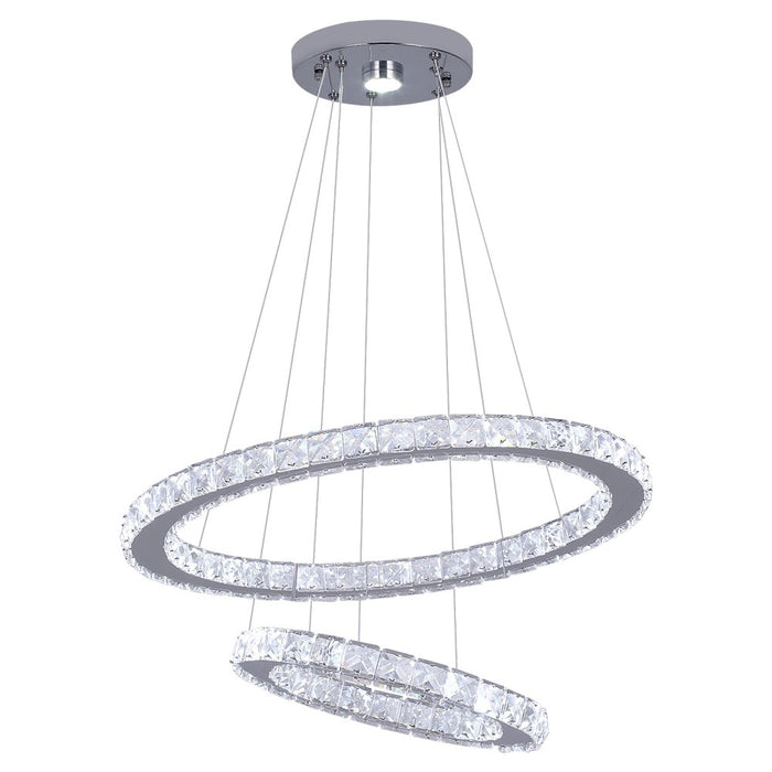Macy 41W Tri-Colour Dimmable 2-Ring Crystal Pendant Light