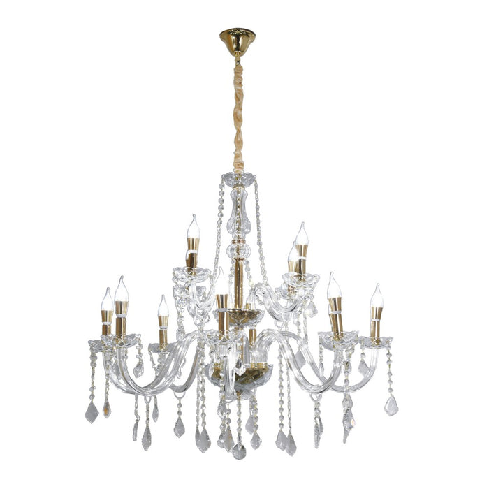 Amorette 12-Light Crystal Chandelier – 89cm – Gold Finish