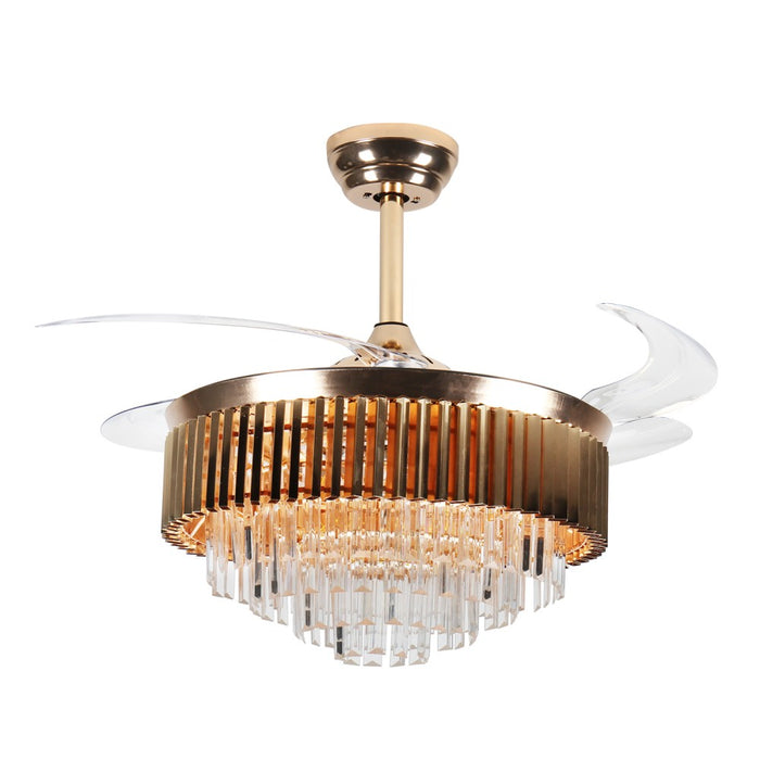 Windora Leontis 42" Gold Crystal Chandelier Fan
