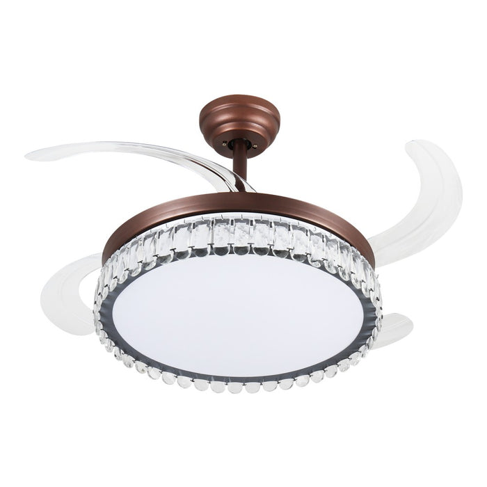 Windora Thalia 42" Antique Bronze Crystal Chandelier DC Ceiling Fan w/ 3CCT LED Remote