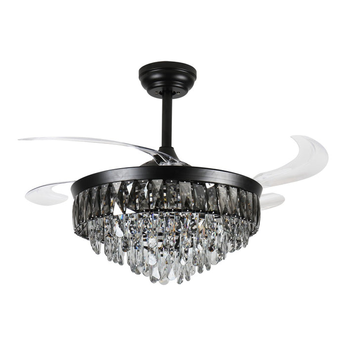 Windora Nyx 42" Black Crystal Chandelier Fan