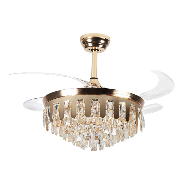 Windora Valen 42" Gold Crystal Chandelier Fan