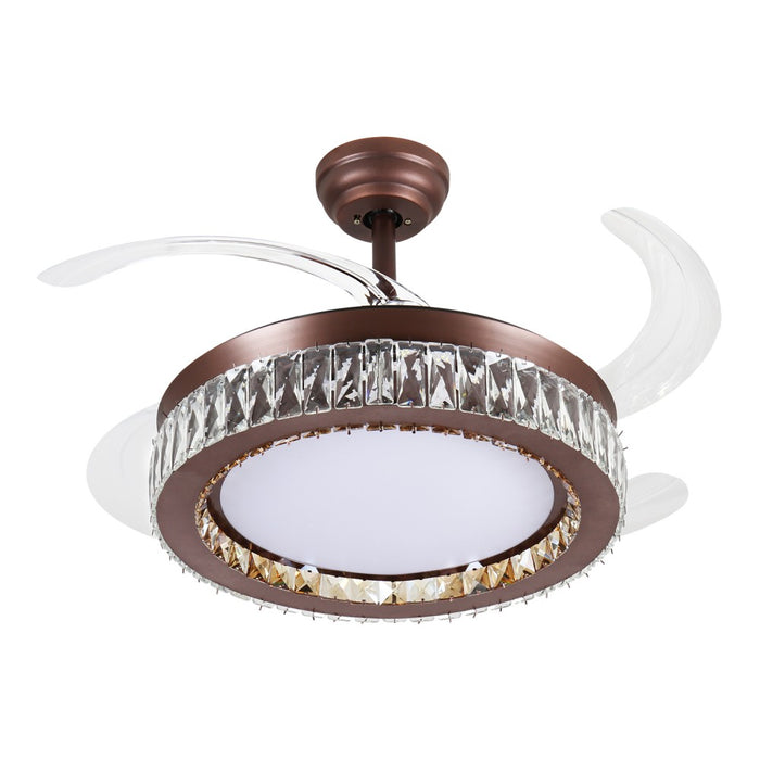 Windora Calista 42" Antique Bronze Crystal Chandelier DC Ceiling Fan w/ 3CCT LED Remote Control