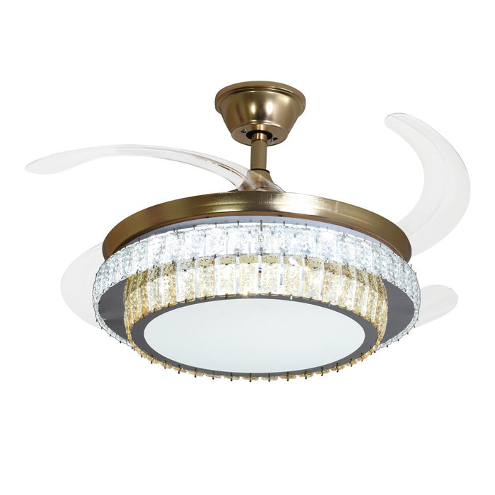 Windora Aurea 42" Gold Dual-Tone Crystal DC Ceiling Fan w/ 3CCT LED Remote Control