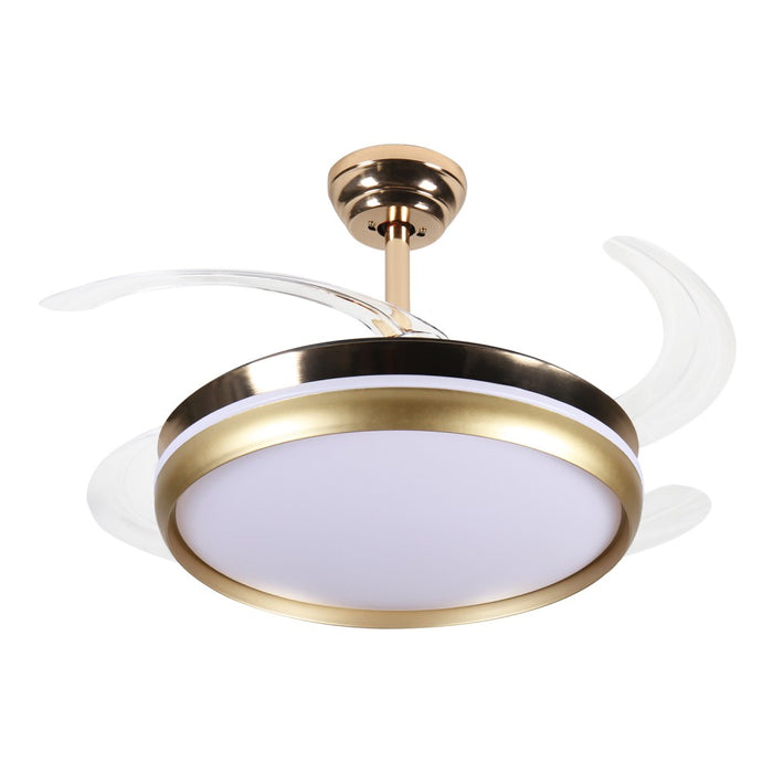 Windora Solene 42" Gold Retractable Blade DC Ceiling Fan w/ 3CCT LED Remote