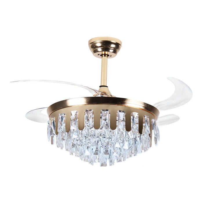 Windora Valen 42" Gold Crystal Chandelier Fan