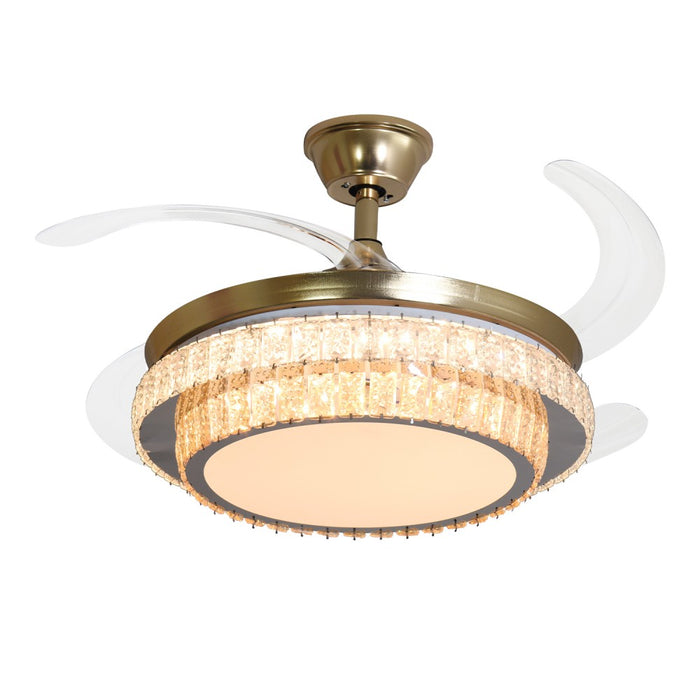 Windora Aurea 42" Gold Dual-Tone Crystal DC Ceiling Fan w/ 3CCT LED Remote Control