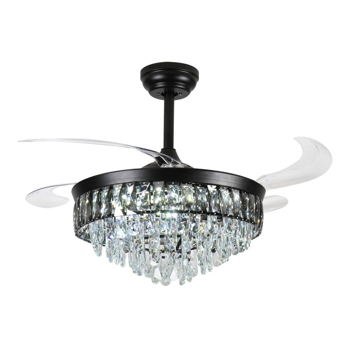 Windora Nyx 42" Black Crystal Chandelier Fan