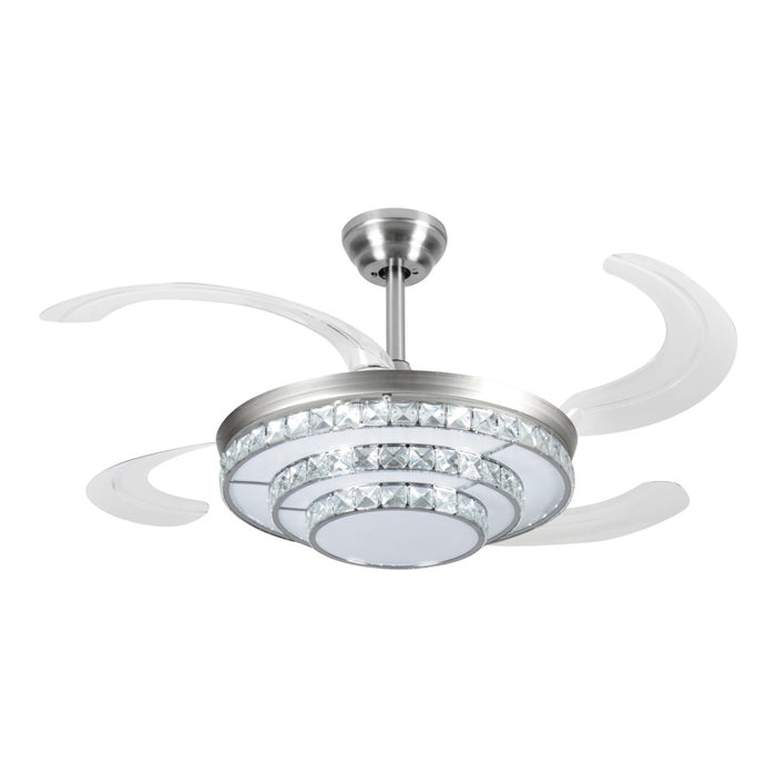 Windora Alinor 42" Spiral Crystal Chandelier DC Ceiling Fan w/ 3CCT LED Remote Control