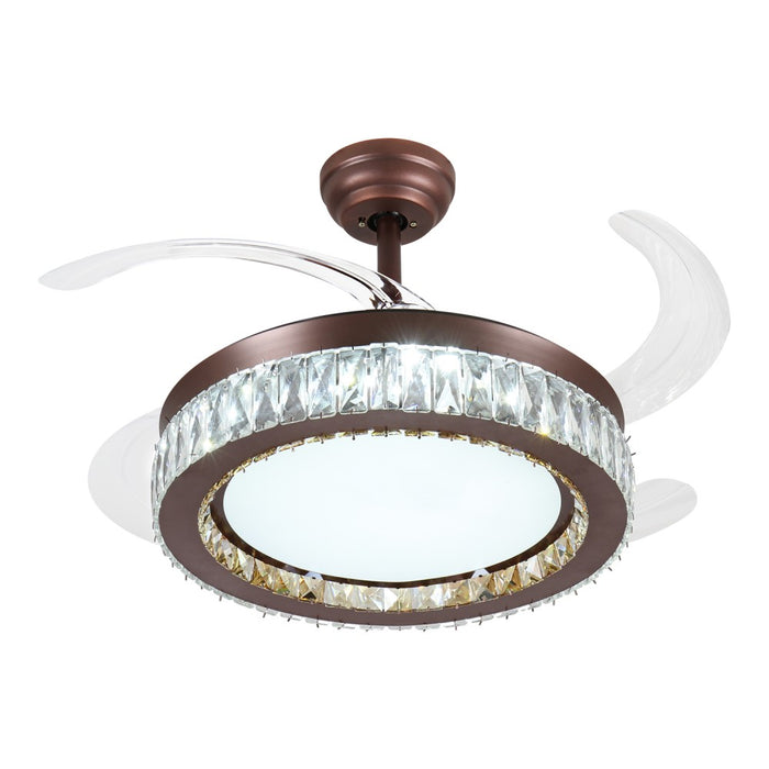 Windora Calista 42" Antique Bronze Crystal Chandelier DC Ceiling Fan w/ 3CCT LED Remote Control