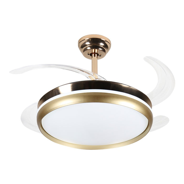 Windora Solene 42" Gold Retractable Blade DC Ceiling Fan w/ 3CCT LED Remote