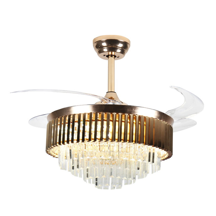 Windora Leontis 42" Gold Crystal Chandelier Fan