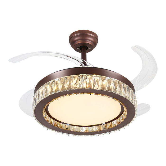 Windora Calista 42" Antique Bronze Crystal Chandelier DC Ceiling Fan w/ 3CCT LED Remote Control
