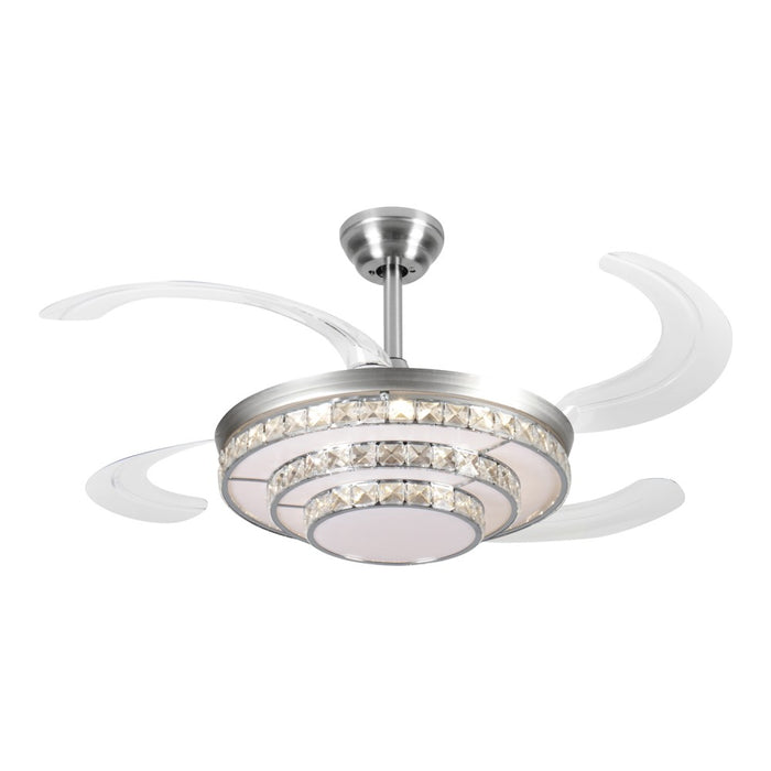 Windora Alinor 42" Spiral Crystal Chandelier DC Ceiling Fan w/ 3CCT LED Remote Control