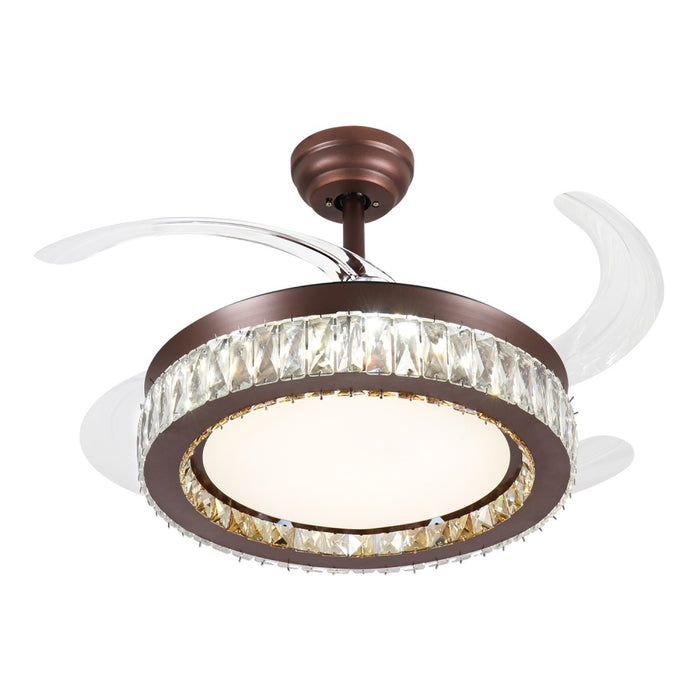 Windora Calista 42" Antique Bronze Crystal Chandelier DC Ceiling Fan w/ 3CCT LED Remote Control