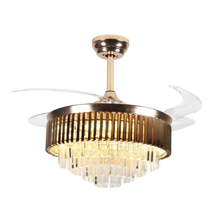 Windora Leontis 42" Gold Crystal Chandelier Fan
