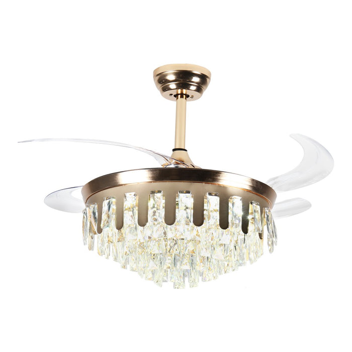 Windora Valen 42" Gold Crystal Chandelier Fan