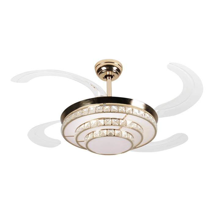 Windora Thalira 42" Spiral Crystal Chandelier DC Ceiling Fan w/ 3CCT LED Remote Control