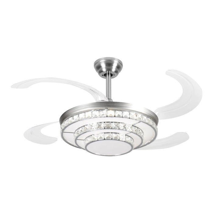 Windora Alinor 42" Spiral Crystal Chandelier DC Ceiling Fan w/ 3CCT LED Remote Control