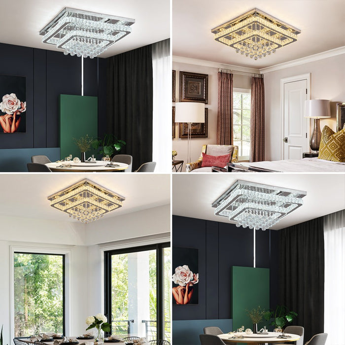 Mira 80W Tri-Colour Dimmable Crystal Chandelier – 62cm