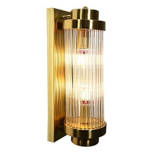 Eira Luxe ribbed glass indoor wall light in gold
