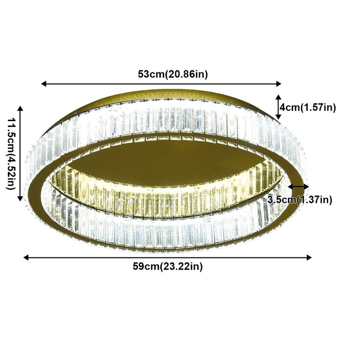 Olympia 62W Tri-Colour Dimmable Crystal Ring Chandelier – 59cm