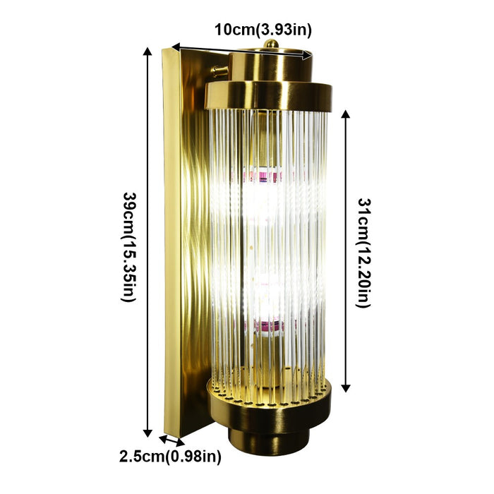 Eira Luxe Ribbed Glass Indoor Wall Light – Gold / Black