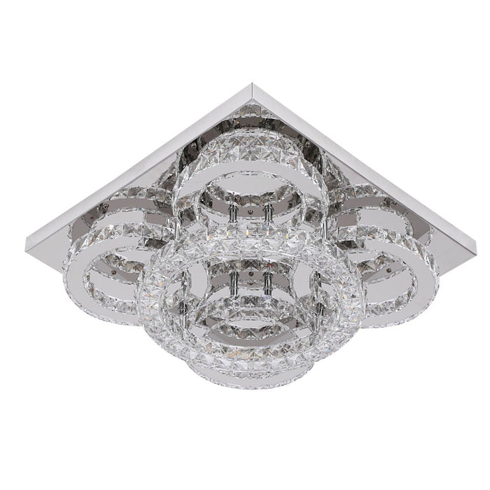 Aveline 51W Crystal Square Flush Mount 3CCT Dimmable Chandelier Light