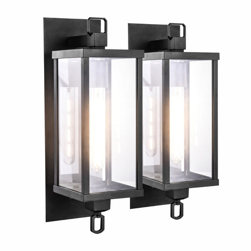 Toledo rectangular exterior wall lanterns, matte black, IP54, pack of 2