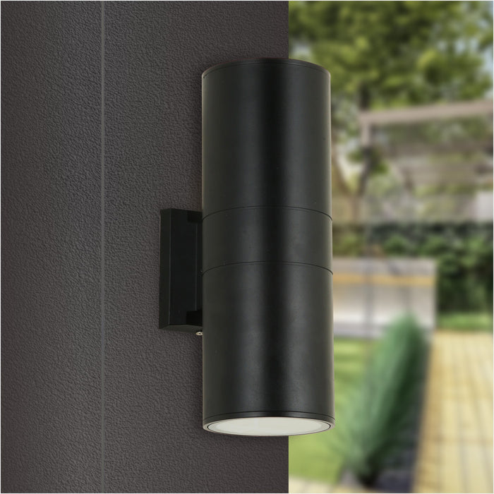 Sydney Modern Cylinder Exterior Wall Light Up & Down Beam Matte Black E27 IP54