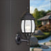 Madrid exterior wall sconce lantern with clear glass, matte black, IP44