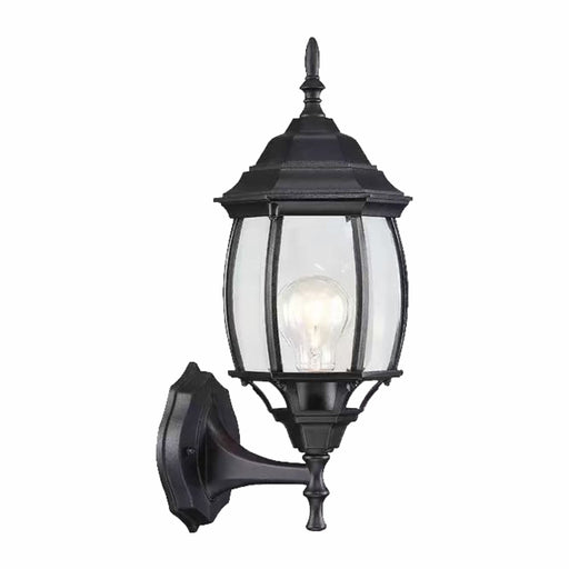 Madrid exterior wall sconce lantern with clear glass, matte black, IP44