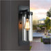 Nordic industrial exterior wall light with clear glass cylinder, matte black, IP44