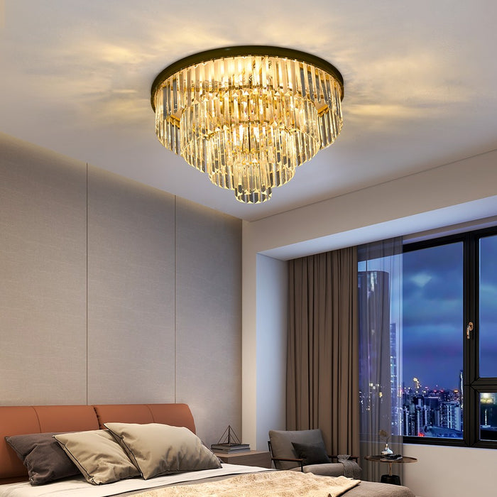 Brionne Crystal Tiered Flush Mount Chandelier 60/80cm Gold/Black