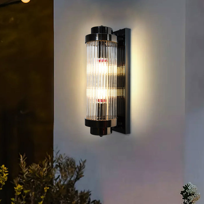 Eira Luxe Ribbed Glass Indoor Wall Light – Gold / Black