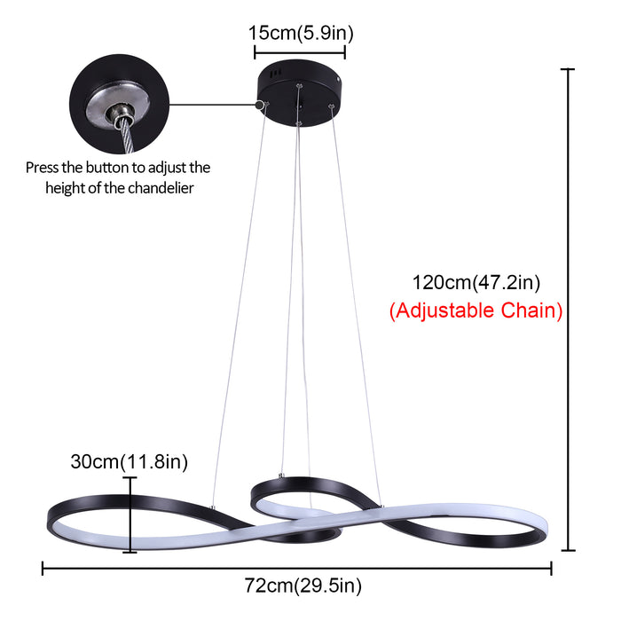 Modern LED Pendant Light 3CCT Chandelier Hanging Light Remote Control Dimmable
