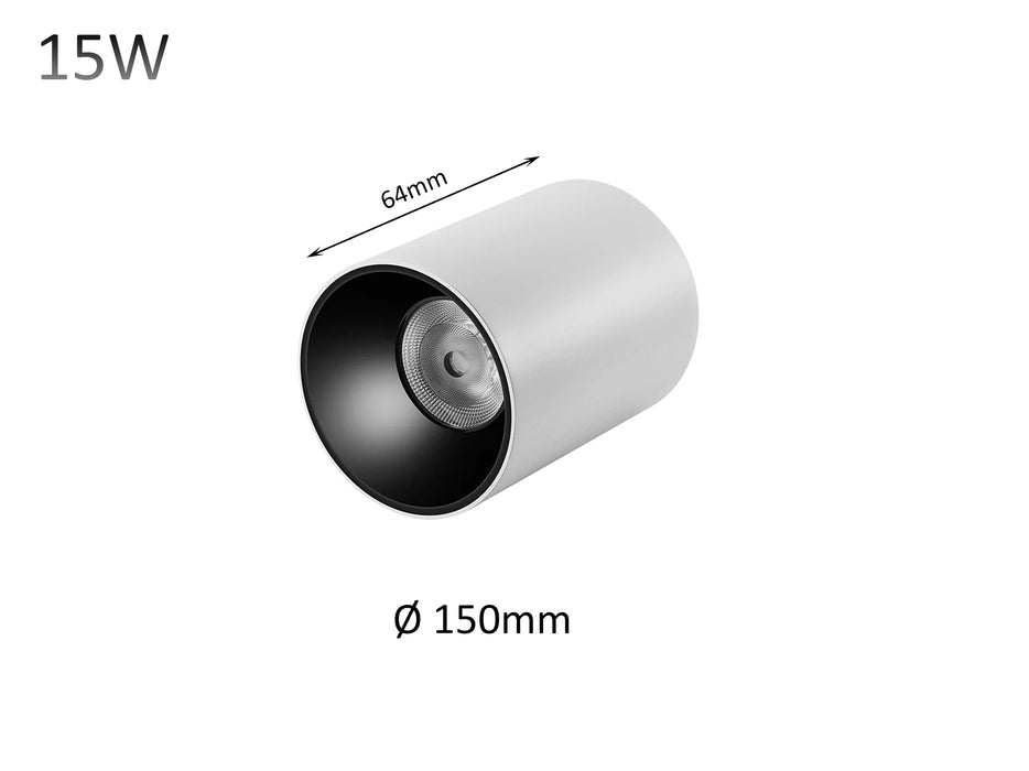 15W Surface Mounted LED Cylinder Downlight 4000K - 90+ CRI