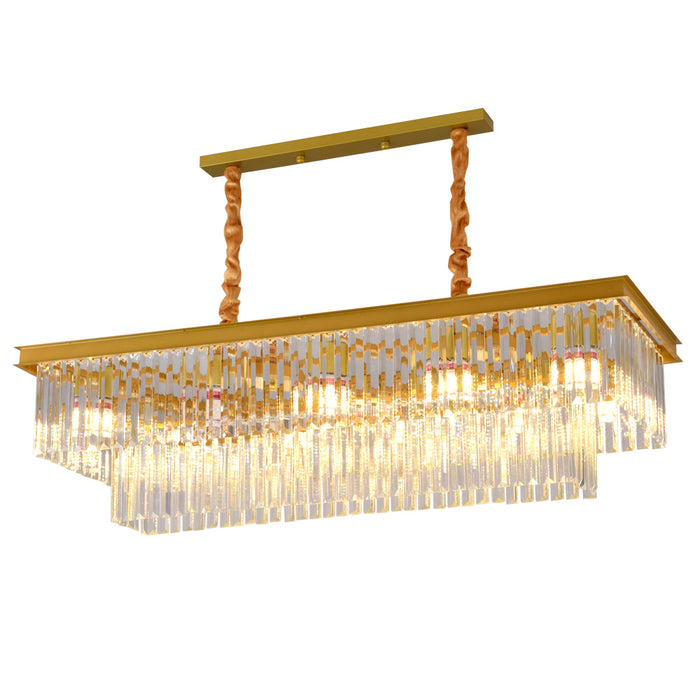 Modern Crystal Chandelier 3CCT 10 Light Ceiling Pendant Hanging Light Black Gold