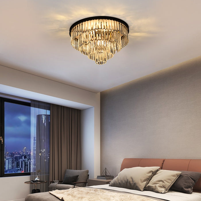 Brionne Crystal Tiered Flush Mount Chandelier 60/80cm Gold/Black